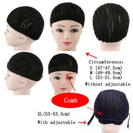Camaneo de calcetines Tapa de color negro Crochet Weaving 2 Combs Caps invisible Pelillo elástico para pelucas Herramientas