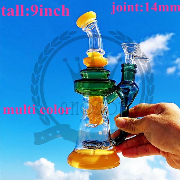 Corona 9 pouces Hookah Tall Glass Straight FAB Bongs Oil Rigs Dab Rigs Recycler Pipe à eau
