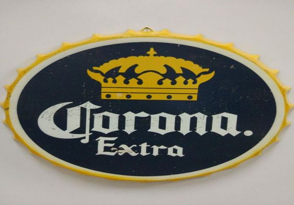 Corona Extra Vintage letrero de chapa redondo diseño de tapa de botella tapa de cerveza Cerveza Cartel de barra de metal artesanía de metal para el hogar bar restaurante café sho9503693