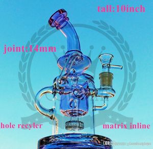 Corona Glass Bong Hookah Nieuwe Cool 14mm Kleurrijke Roken Water Percolator Pijp Lange DAB Purple Glass Oil Rig