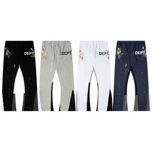 Correct Fashion Version masculine Pantalons Galleryys High Designer Hip Hop Street Dept Moucheté Impression Couleur Mosaïque Contraste Micro Flared NE8T