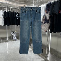 Correcto hecho elegante diseñador patchwork pantalones de mezclilla otoño invierno hombres casual elástico vintage street wear jeans pantalones 23fw 17 de diciembre