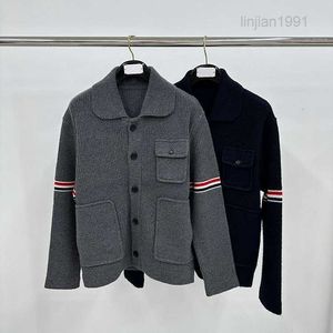 Version correcte 23FW automne/hiver laine industrie lourde veste unisexe POLO TB pull tricoté épaissi