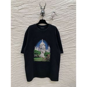 Version correcte B Notre Dame Haute définition Printing Castle Castle Classic Cotton T-shirt Men Femmes Fat Large