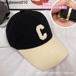 Correcte versie met wollen doek C Family Hat Show nieuwe splicing honkbal cap c letter duck tong cap winter Koreaanse versie