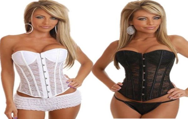 Corset Noir Blanc Dentelle Mariée Sous-vêtements Sexy Sans Bretelles Voir À Travers La Lingerie De Mariage Avec Soutien-Gorge Coupe Shapewear Lingerie De Mariée Bod3072151