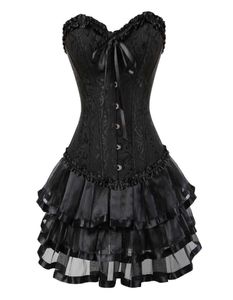 Corset Rok voor Vrouwen Steampunk Halloween Bustiers Jurk Klassieke Push Up Borduren Bodyshaper Clubwear Carnaval Kostuum5314746