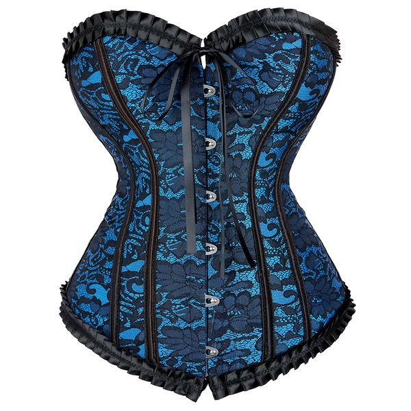 Corset Top Bustier Overbust Lingerie Mujeres de encaje sexy Floral Plus Brocado Brocado Cuerpo delgado Slim