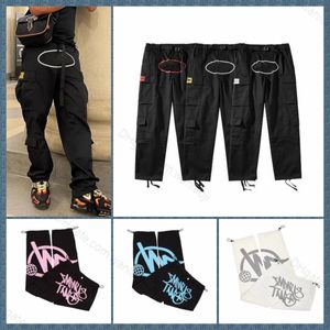 Herenbroeken Laadbroek Harajuku Hip Hop Print Multi Pocket Overalls Hip Hop Punk Rock Wide been broek Oversized Streetwear