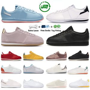 Cortez Hombres Mujeres Zapatos Casuales Psíquico Azul Cuero Negro Blanco Metálico Oro Rojo Pálido Marfil Bronce Tacón Para Hombre Para Mujer Entrenadores Deportes Zapatillas De Deporte Correr Zapato Para Caminar