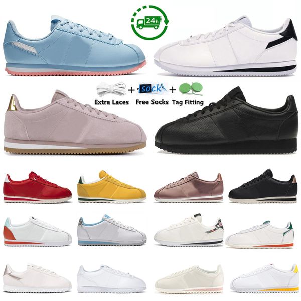 Cortez Hommes Femmes Casual Chaussures Psychic Bleu Cuir Noir Blanc Métallisé Or Rouge Pale Ivoire Bronze Talon Hommes Femmes Baskets Baskets De Sport Jogging Chaussure De Marche