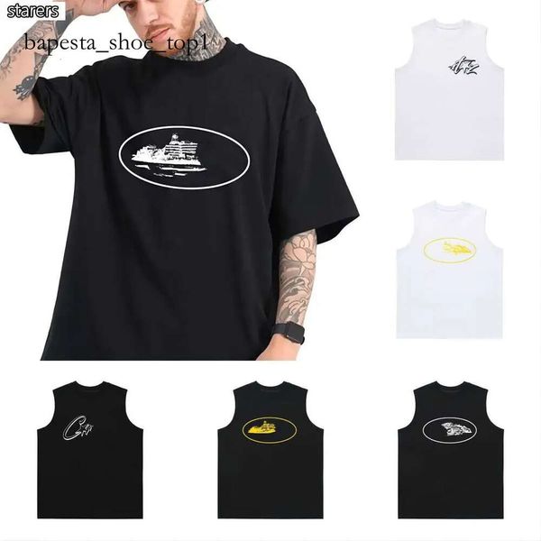 cortezs tracksuit Camiseta de manga corta para hombre Chaleco para hombre Estampado gráfico vintage Hip Hop Street Camisetas de manga corta Tendencias de moda Reino Unido Taladro 6406 crtz