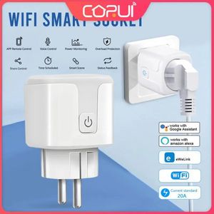 CORUI EWelink WiFi prise intelligente 20A prise ue avec surveillance de l'alimentation prise en charge de la synchronisation Alexa Home Yandex commande vocale 240228