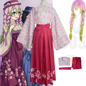 Costumes de Cosplay Anime Demon Slayer, Kimono Mitsuri Kanroji avec perruque, robe de carnaval d'halloween pour femmes et filles