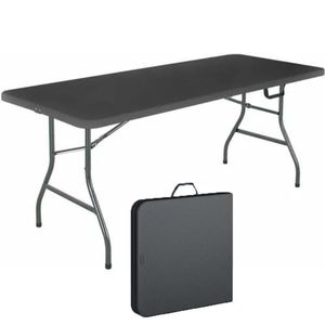 Table d'extérieur de camping Cosco de 6 pieds, valise pliante noire, table pliante portative 240125