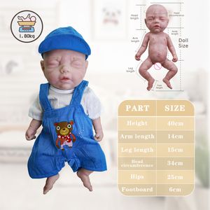 Cosdoll 40 cm 2kg Volledige siliconen herboren Baby Dolls Boy Lifelike Soft Body Realistisch speelgoed Baby's Baby's Nieuwbouw Lovely Reborn Baby Doll