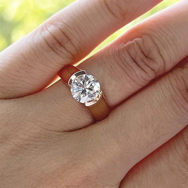 COSFIX 2ct diamant fiançailles Rose anneaux pour femmes 100% 925 en argent Sterling mariée mariage bande lunette réglage 231225