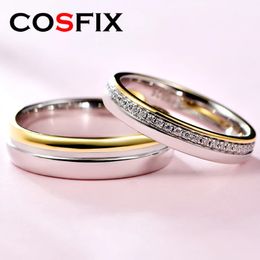 Cosfix D kleurenpaar ringen voor geliefden trouwband verloving 925 Sterling Silver Set sieraden groothandel 240401