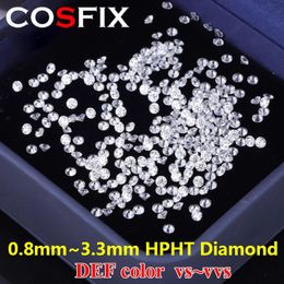 Cosfix Small -formaat Ronde gesneden lab gekweekte diamant HPHT def kleur VVSVSSI Clarity Losse edelstenen sieraden gemaakt 231221