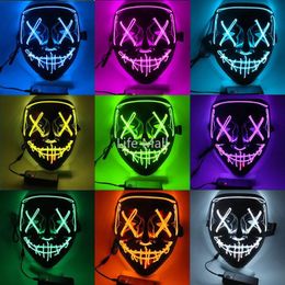 Cosmask Halloween Neon Mask Led Mask Masquede Masquerade Party Máscaras Light Glow In The Dark Máscaras divertidas Cosplay Disfraz DD
