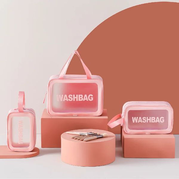 Sac cosmétique Portable voyage sac de lavage femme Transparent étanche maquillage pochette de rangement grande capacité organisateur trousse de beauté 231113
