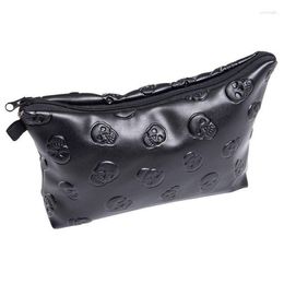 Cosmetische tassen 1 Pc Black Skull Bag Dames PU-leer Make-up Reisorganisator voor cosmetica Toilettas Kit Drop