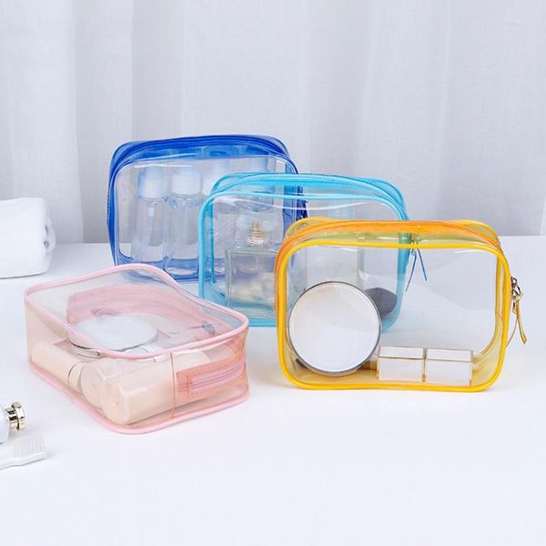 Sacs à cosmétiques 1 Pc fille sac transparent maquillage transparent pour les femmes fermeture éclair étanche étui de beauté voyage toilette