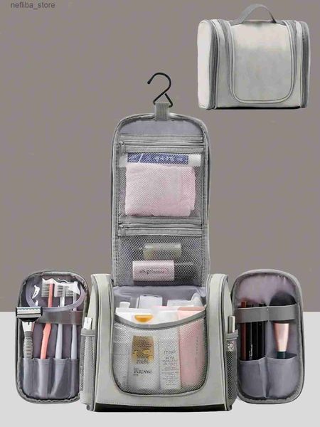 Sacs de cosmétiques 1 pc sac cosmétique à grande capacité multifonctionnel Sac de toilette suspendu PU PU SAGE DE Rangement de séparation humide et sèche L410