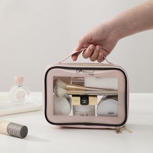Cosmetische tassen 2023 Dames transparante PVC Make -up draagbare opslag wassen kleine reizende toiletartikelen
