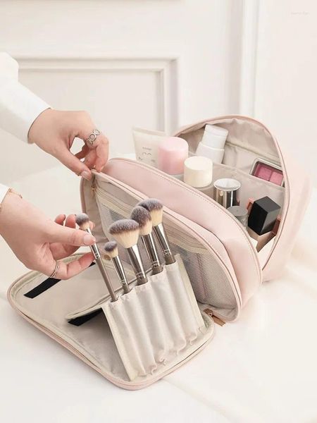 Sacs à cosmétiques de grande capacité, trousse de maquillage de luxe, toilettes portables pour femmes, rangement de cosmétiques de voyage, 2024