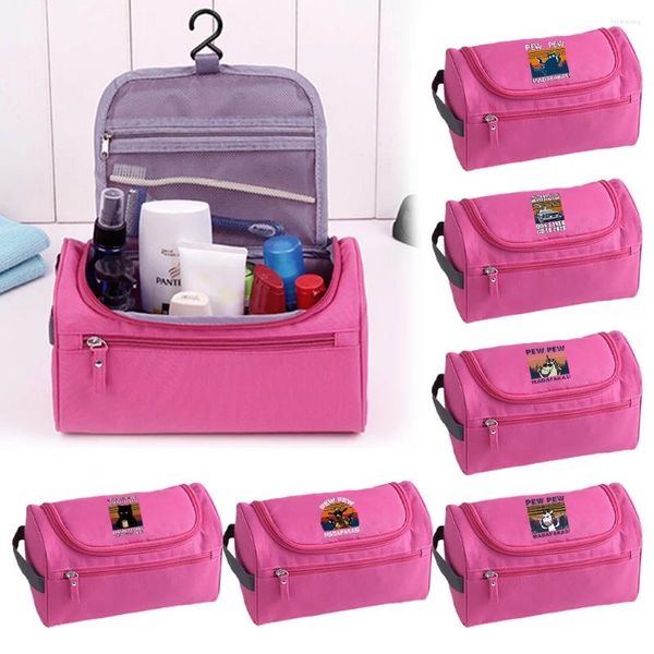 Bolsas cosméticas 2024 Alaboramiento de almacenamiento de viajes Bolsa de maquillaje Organizador de artículos de tocador Mujeres Pew Pew Hanging Impermeable Pude portátil