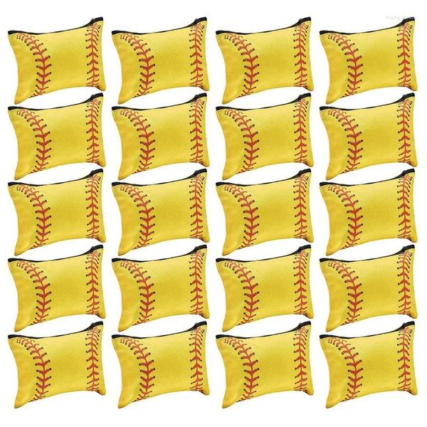 Sacs de cosmétiques 20pcs Sport Sac de maquillage des cadeaux de softball jaune Party de volleyball favorise les accessoires de baseball pour le joueur