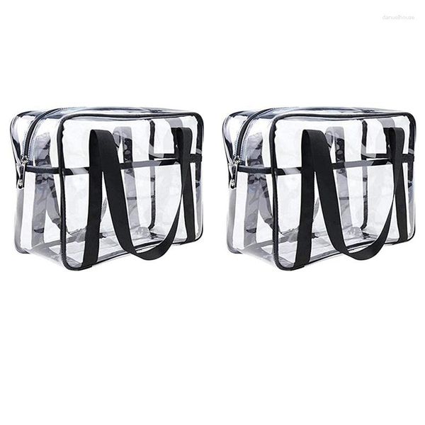 Bolsas de cosméticos 2X Bolsa Bolso transparente Espesado Impermeable Maquillador Artista Pañal grande Hombro