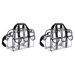 Sacs à cosmétiques 2X Sac de maquillage de voyage transparent Bandoulière réglable pour femmes hommes plage