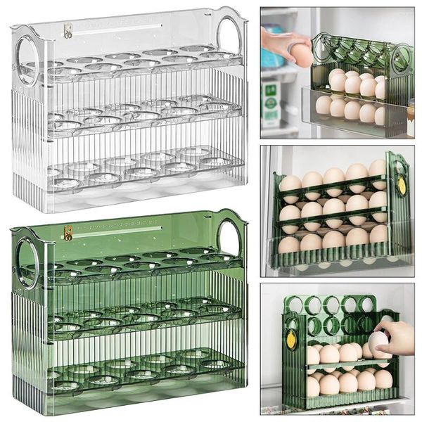 Sacs cosmétiques 30 grilles Boîte de rangement d'oeufs Boîte de boîtier Boîtier de grande capacité Organisateur de plate-forme avec contenant de la maison pour réfrigérateur