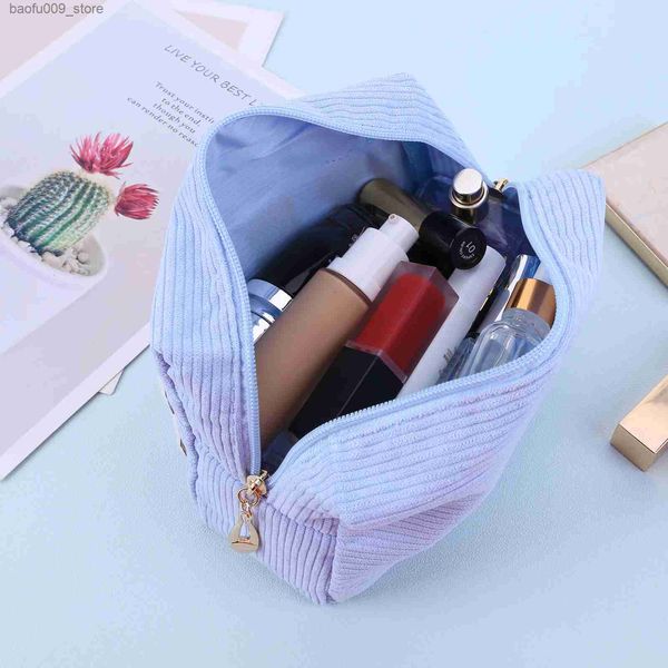 Bolsas de cosméticos 3 UNIDS Bolsa de Viaje Portátil Chenille Carta Organizador Bolsa de Maquillaje Set Pana Preppy Bolsa de Maquillaje para Mujeres para Pinceles de Maquillaje Q231229