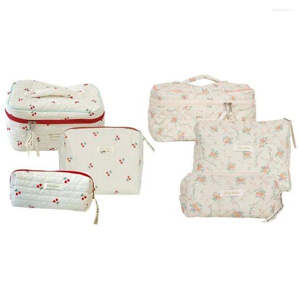 Bolsas cosméticas 3pcs Juego de bolsa de bolsas de maquillaje de viaje acolchado para mujeres y niñas para mujeres y niñas