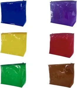 Sacs à cosmétiques 6 ensembles de sacs étanches en PVC, pochette transparente pour voyage, stylo irisé solide avec fermeture éclair, brosse à main