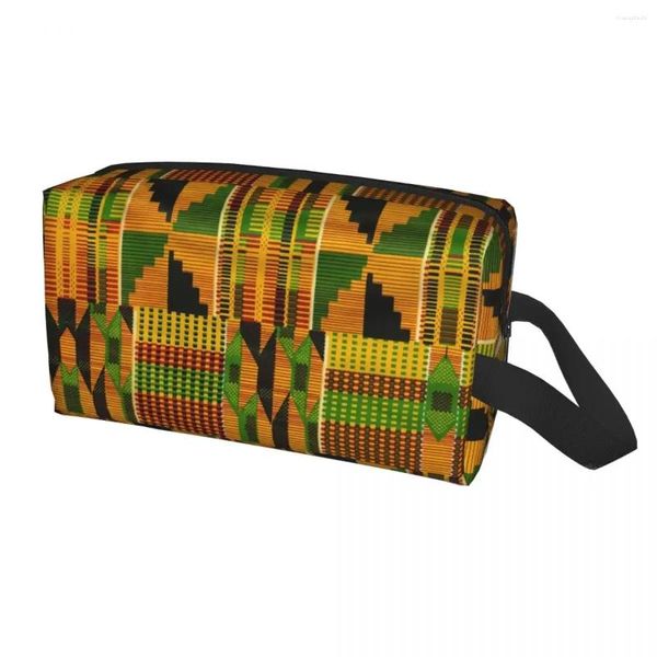 Sacs de cosmétique Africain Kente Cignons Design Makeup Sac de voyage Organisateur de voyage Fashion Afrique traditionnelle Afrique ethnique Rangement de stockage