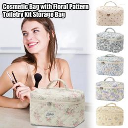 Sac de sacs de cosmétique avec motif floral Print Ensemble de fermeture à glissière Zipper Brosse de maquillage de toilette de voyage portable