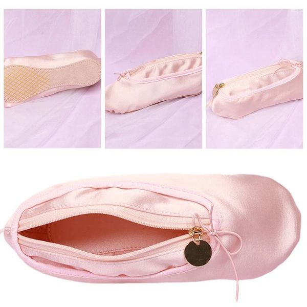 Bolsas cosméticas zapato de ballet bolso de maquillaje personalizado almacenamiento rosa bolsillo portátil suave creación para lápiz labial cejas delineador de ojos