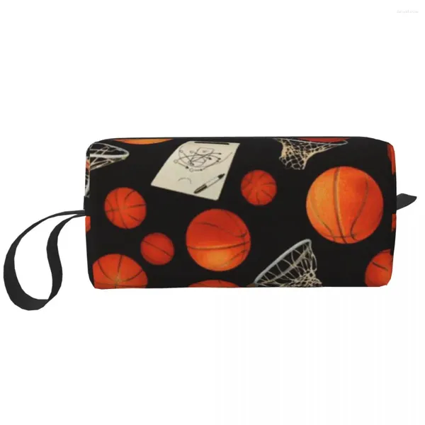 Sacs à cosmétiques, basket-ball et cerceaux, trousse de maquillage Portable pour voyage, Camping, activités extérieures, trousse de toilette et de bijoux