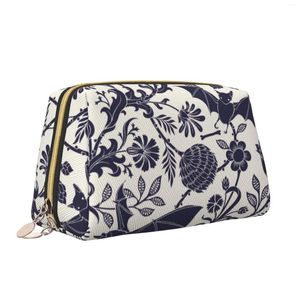 Bolsas de cosméticos con diseño de flor de murciélago, bolsa grande de maquillaje de cuero para mujer, bolsa de aseo de viaje, regalos de almacenamiento multifuncionales portátiles