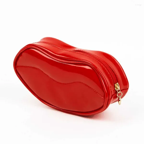 Bolsas de cosméticos, herramientas de belleza, bolsa de lavado, lápices labiales para mujeres, estuches de almacenamiento, artículos de tocador, maquillaje con forma de labios rojos