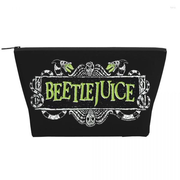 Bolsas de cosméticos Beetlejuice Green Sign bolsa de viaje película de Tim Burton artículos de tocador de Halloween organizador de maquillaje almacenamiento de belleza Dopp Kit