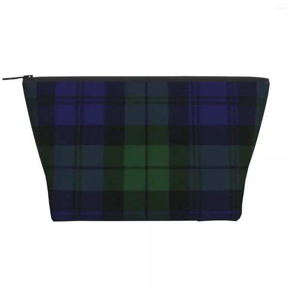 Bolsas cosméticas Reloj Black Reloj Tartan Bag Green Green y Blue Women Organizador de viajes Lindos Clanes de Escocia Almacenamiento