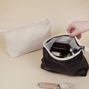 Sacs à cosmétiques, sac de maquillage à rayures noires et blanches, sac de rangement Portable de grande capacité pour articles de toilette de voyage, porte-monnaie pour hommes et femmes