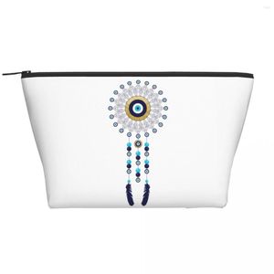 Sacs à cosmétiques Boho Chic Evil Eye Mandala Dream Catcher Trousse de toilette de voyage pour femmes Hamsa Nazar Kit de rangement de maquillage bohème Dopp