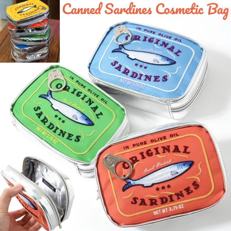 Sacchetti cosmetici sardine in scatola da bagno in stile sacca da bagno carina faccenda creativa con cerniera multifunzione trucco per le vacanze