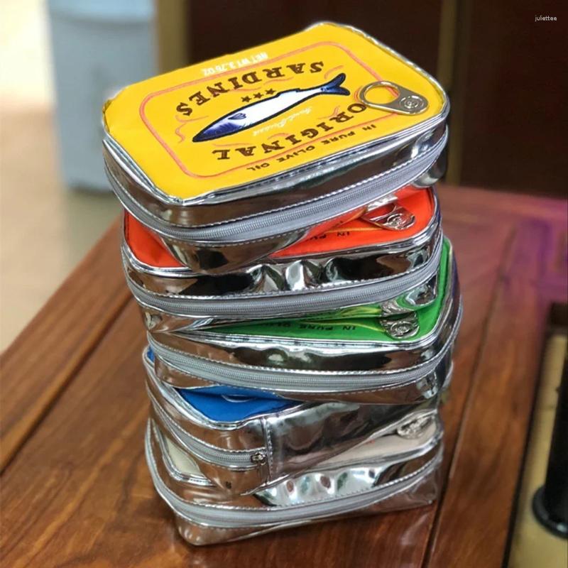 Cosmetische tassen ingeblikte sardines stijl opbergtas schattige toilethal creatief draagbare mode rits multifunctioneel zacht voor weekendvakantie